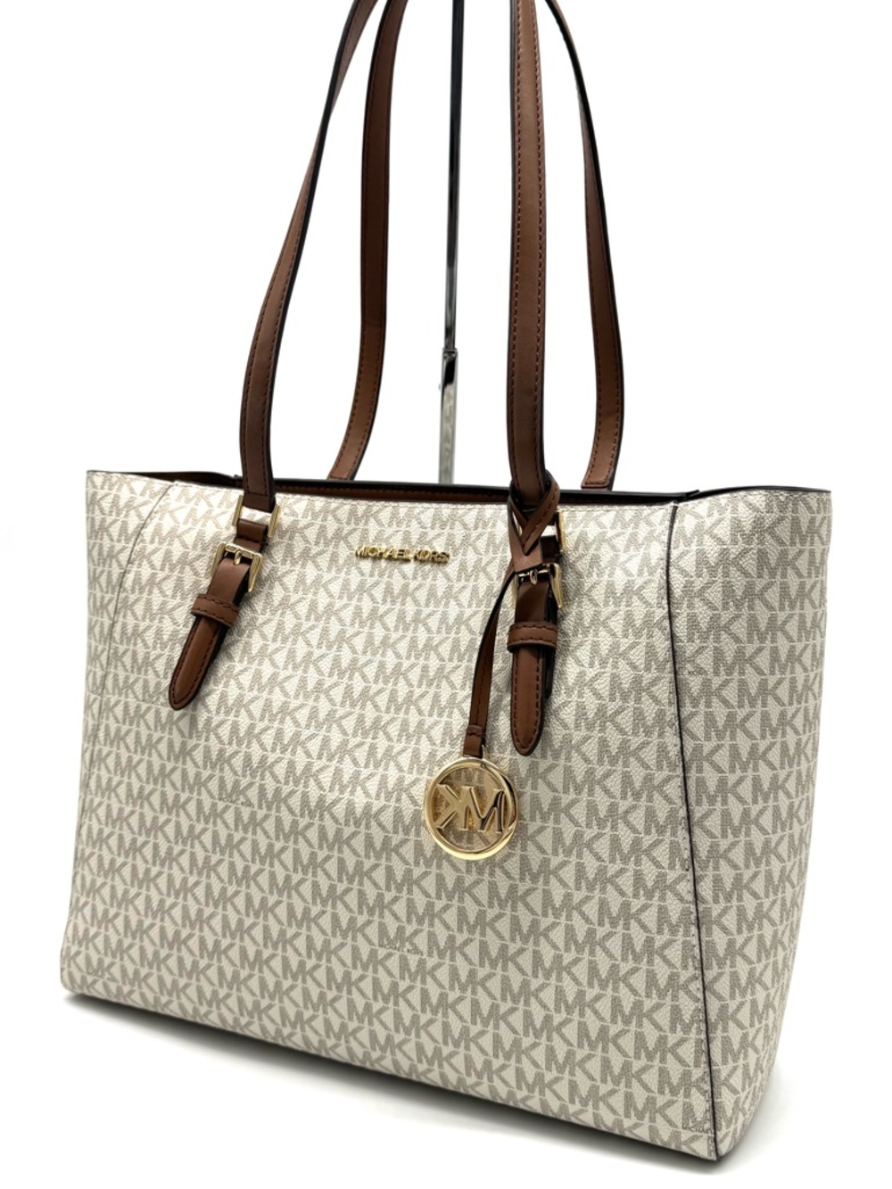 Michael Kors Charlotte Large 3-in-1 Signature Logo Tote Bag Vanilla/ Brown